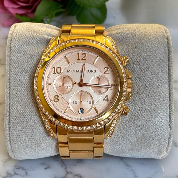 MICHAEL KORS MK5263 Blair All Rose-Gold Tone 39mm Chronograph Ladies Watch - Picture 15 of 16